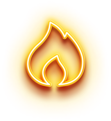 Yellow neon fire icon